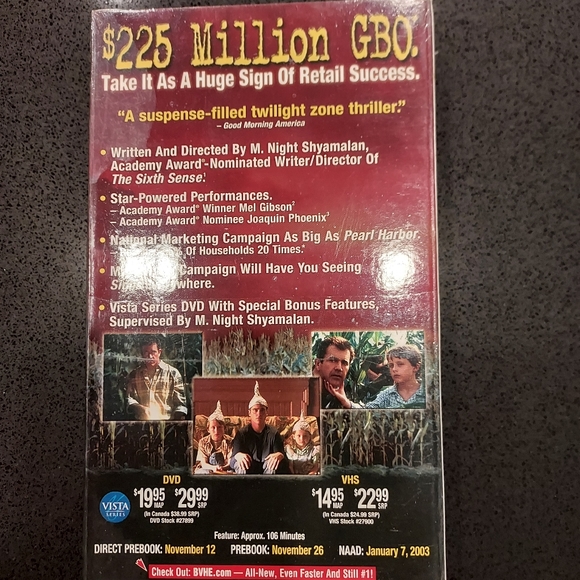 SIGNS FULL LENGH PROMO TAPE VHS - Picture 4 of 4